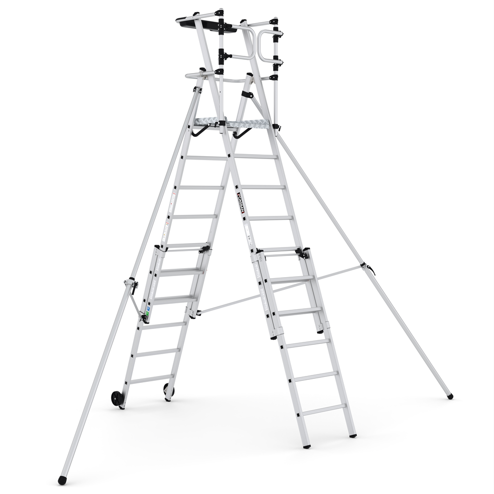 GPC Climb-It Folding Telescopic Large Platform Step With Safety Gates