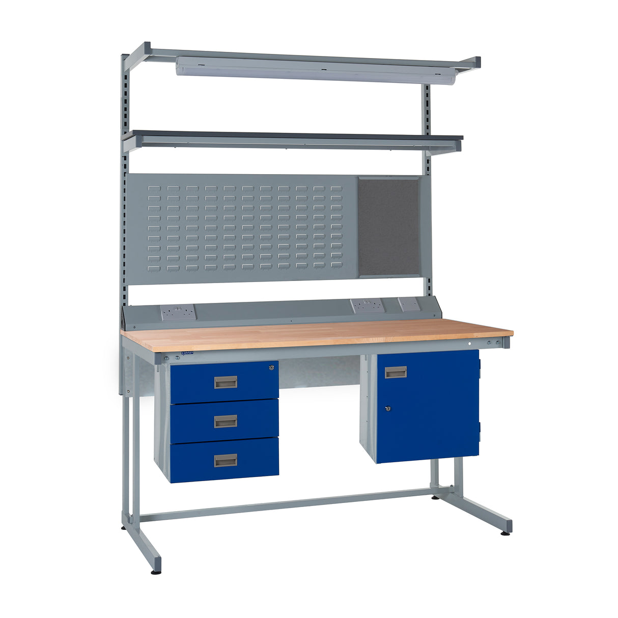 QMP Cantilever Workbenches - Solid Beech Worktop