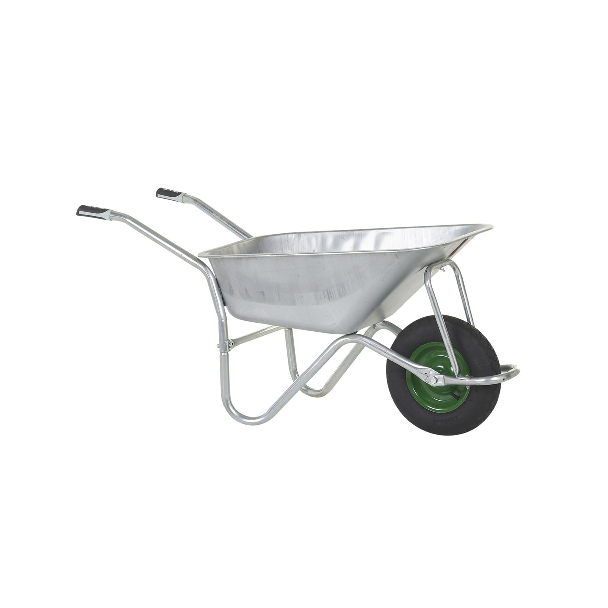 GPC Olympus Wheelbarrow - Black Frame, Black Pan, Pneumatic Wheel With Green Centre