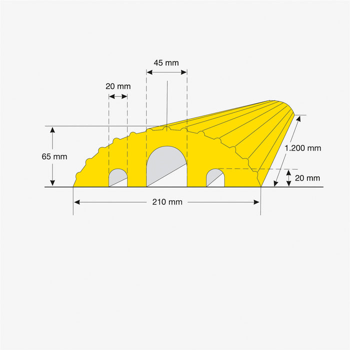 Moravia® TRAFFIC-LINE Cable/Hose Protection Ramp Small - 1,200mmL - Yellow