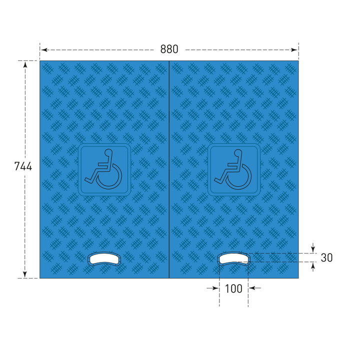 Moravia® TRAFFIC-LINE Wheelchair Ramps for Large Cable/Hose Ramps - 744 x 880 x 75