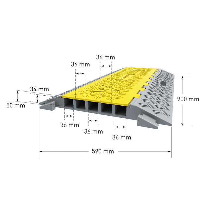 Moravia® TRAFFIC-LINE Cable/Hose Protection Ramp Medium - 930 x 500 x 50mmH