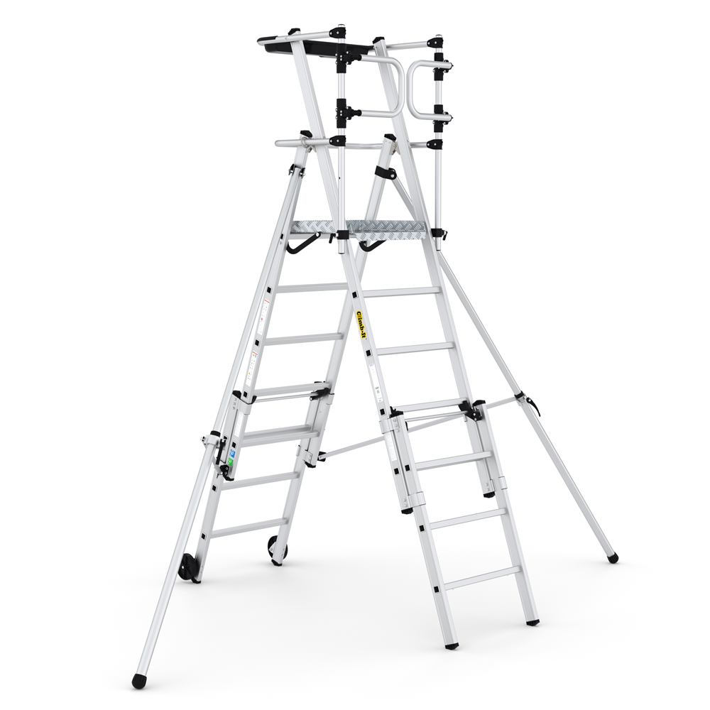 GPC Climb-It Folding Telescopic Large Platform Step With Safety Gates