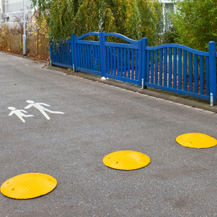 Moravia® TOPSTOPer Speed Reduction Bumps - 500mm Ø x 70mmH - Fixings Included - Yellow