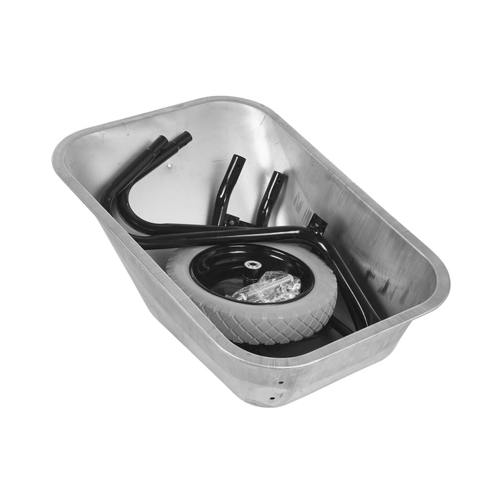 GPC® Olympus® Wheelbarrow - Black Frame, Black Pan, Pneumatic Wheel With Green Centre