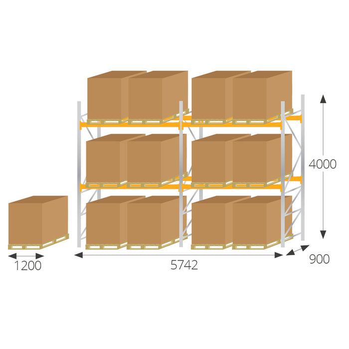 Anco® Pallet Racking 2 Bay Run with 2700mm Wide Beams