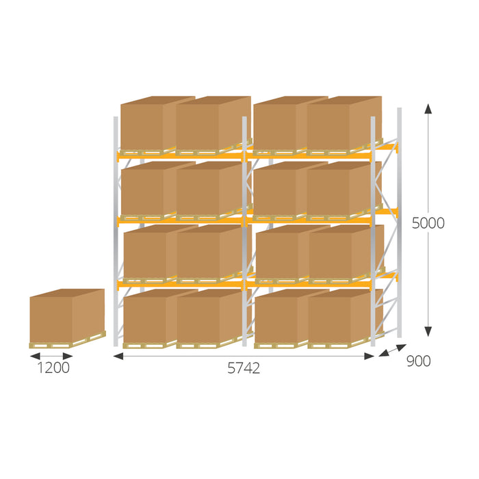Anco® Pallet Racking 2 Bay Run with 2700mm Wide Beams