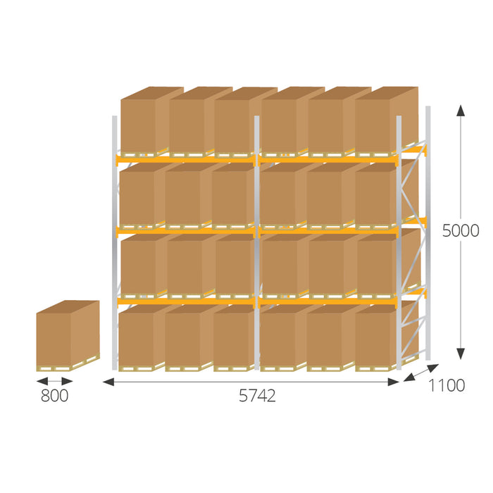 Anco® Pallet Racking 2 Bay Run with 2700mm Wide Beams
