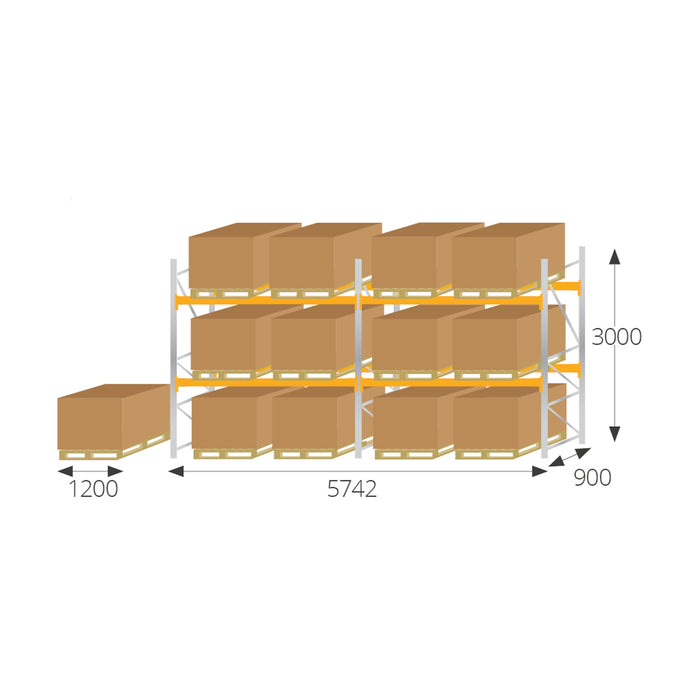Anco® Pallet Racking 2 Bay Run with 2700mm Wide Beams