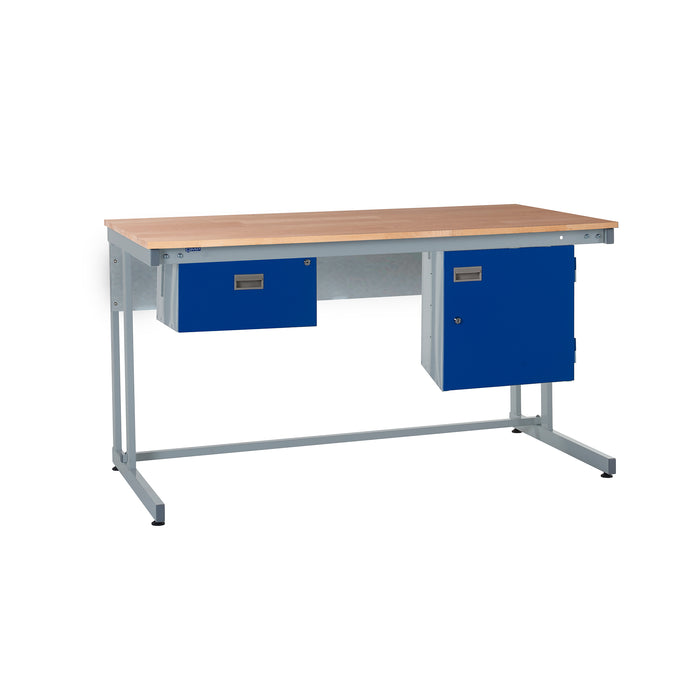 QMP® Cantilever Workbenches - Solid Beech Worktop