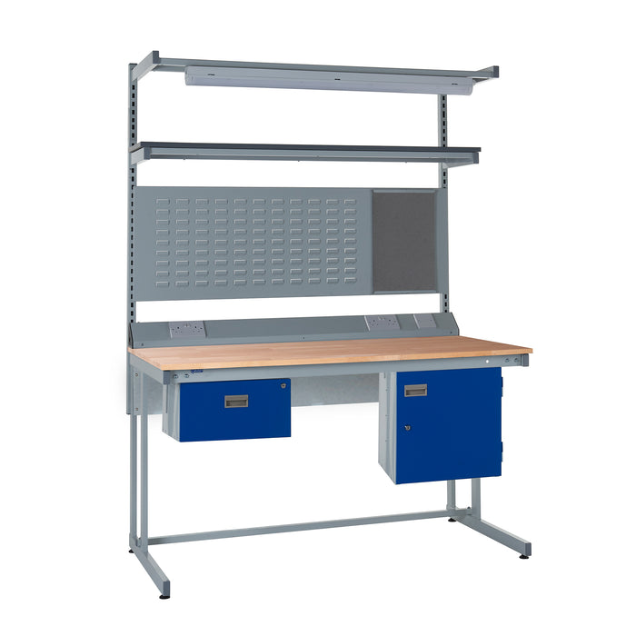 QMP® Cantilever Workbenches - Solid Beech Worktop