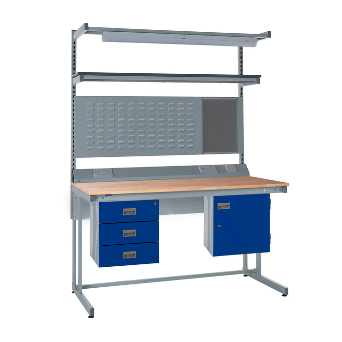 QMP® Cantilever Workbenches - Solid Beech Worktop