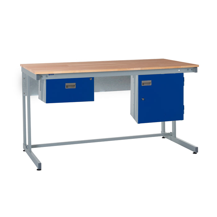 QMP® Cantilever Workbenches - Solid Beech Worktop