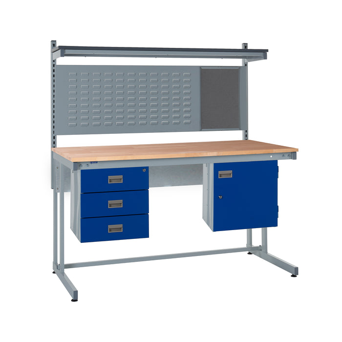QMP® Cantilever Workbenches - Solid Beech Worktop
