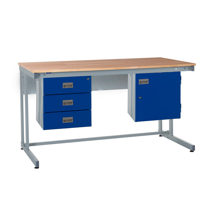 QMP® Cantilever Workbenches - Solid Beech Worktop
