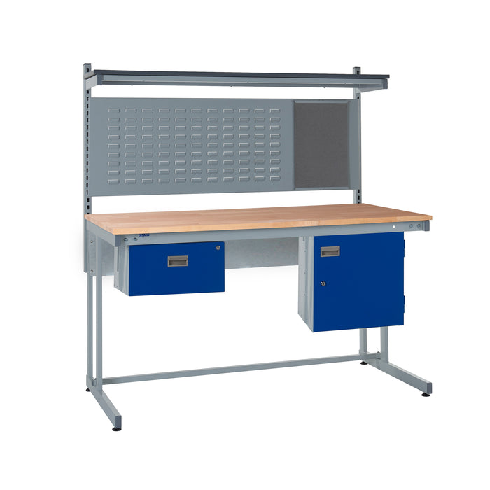 QMP® Cantilever Workbenches - Solid Beech Worktop