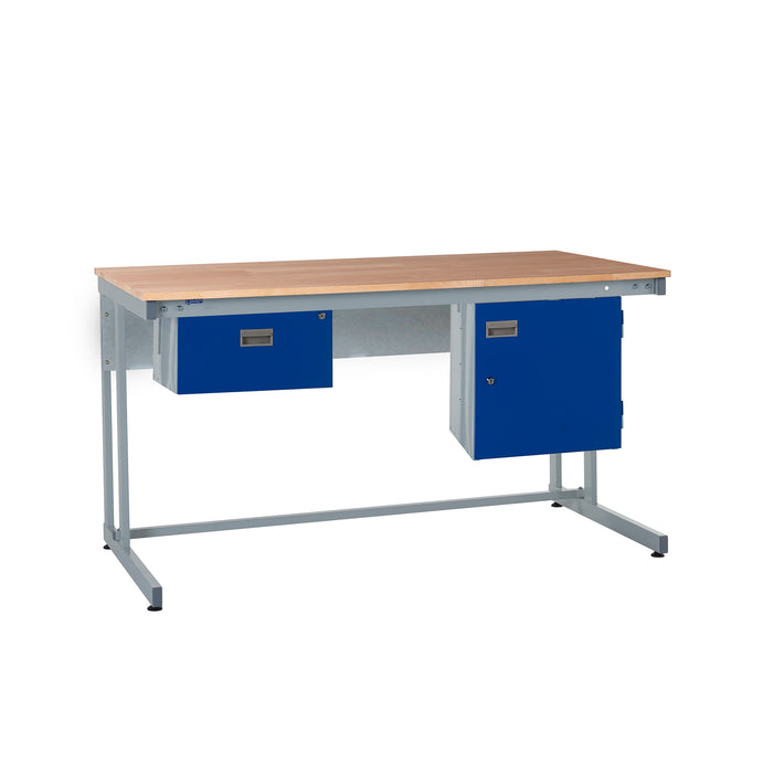 QMP® Cantilever Workbenches - Solid Beech Worktop