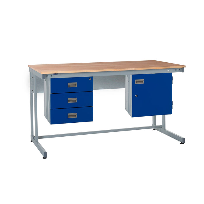 QMP Cantilever Workbenches - Solid Beech Worktop