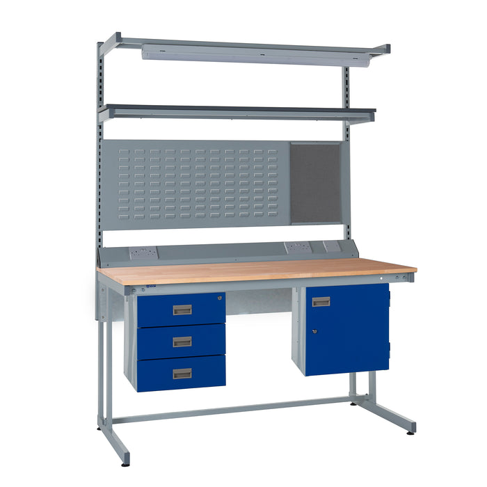 QMP® Cantilever Workbenches - Solid Beech Worktop