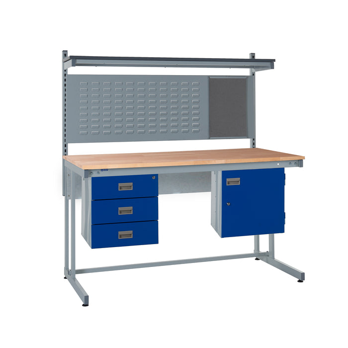 QMP® Cantilever Workbenches - Solid Beech Worktop