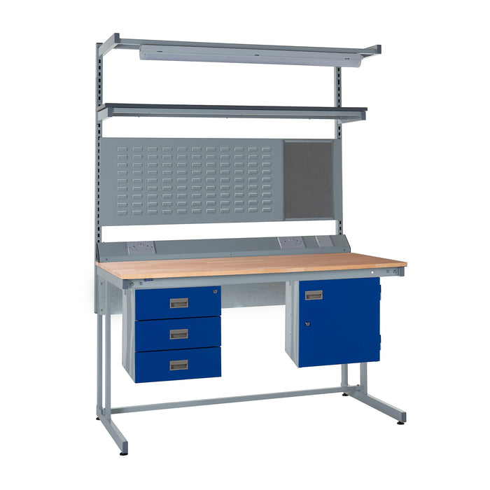 QMP Cantilever Workbenches - Solid Beech Worktop