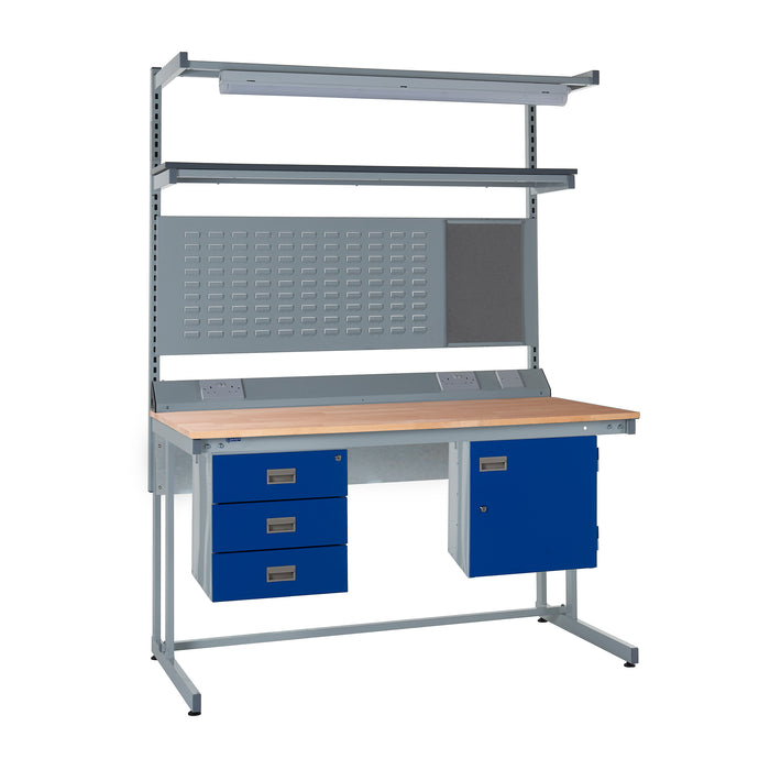 QMP® Cantilever Workbenches - Solid Beech Worktop
