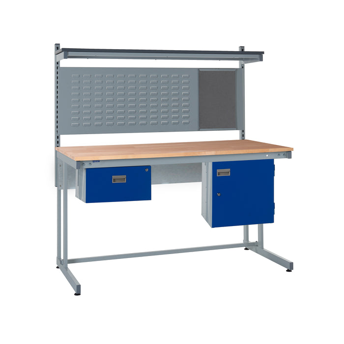 QMP® Cantilever Workbenches - Solid Beech Worktop