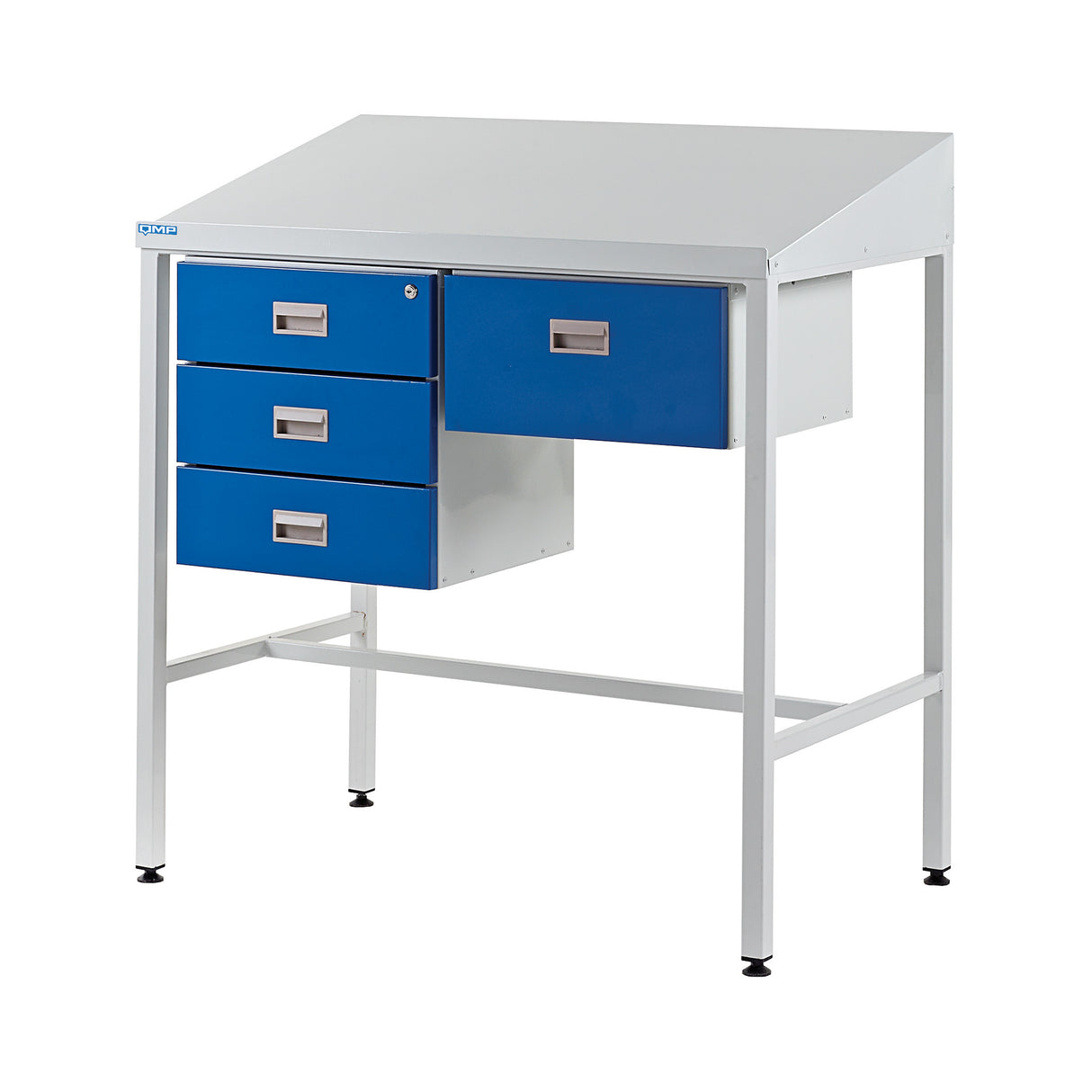 QMP Team Leader Workstations - with Sloping Top Drawer & Cupboard