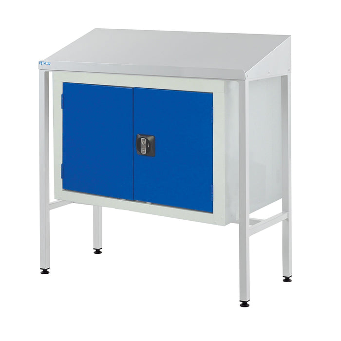 QMP Team Leader Workstations - Sloping Top Workstation with Double Cupboard