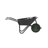 GPC Olympus Wheelbarrow - Black Frame, Black Pan, Pneumatic Wheel With Green Centre
