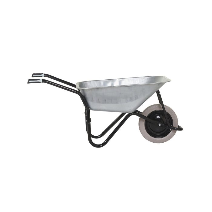 GPC® Olympus® Wheelbarrow - Black Frame, Black Pan, Pneumatic Wheel With Green Centre