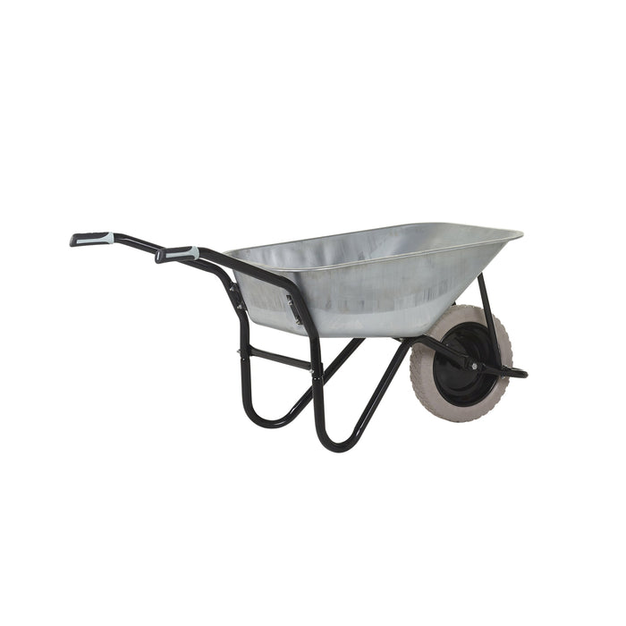 GPC Olympus Wheelbarrow - Black Frame, Black Pan, Pneumatic Wheel With Green Centre