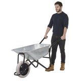 GPC Olympus Wheelbarrow - Black Frame, Black Pan, Pneumatic Wheel With Green Centre