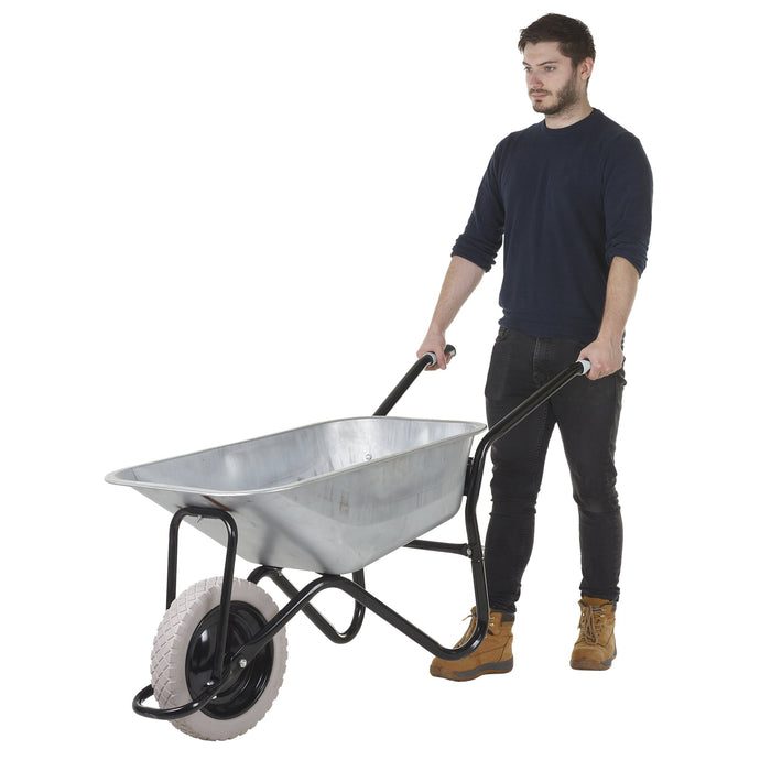 GPC Olympus Wheelbarrow - Black Frame, Black Pan, Pneumatic Wheel With Green Centre