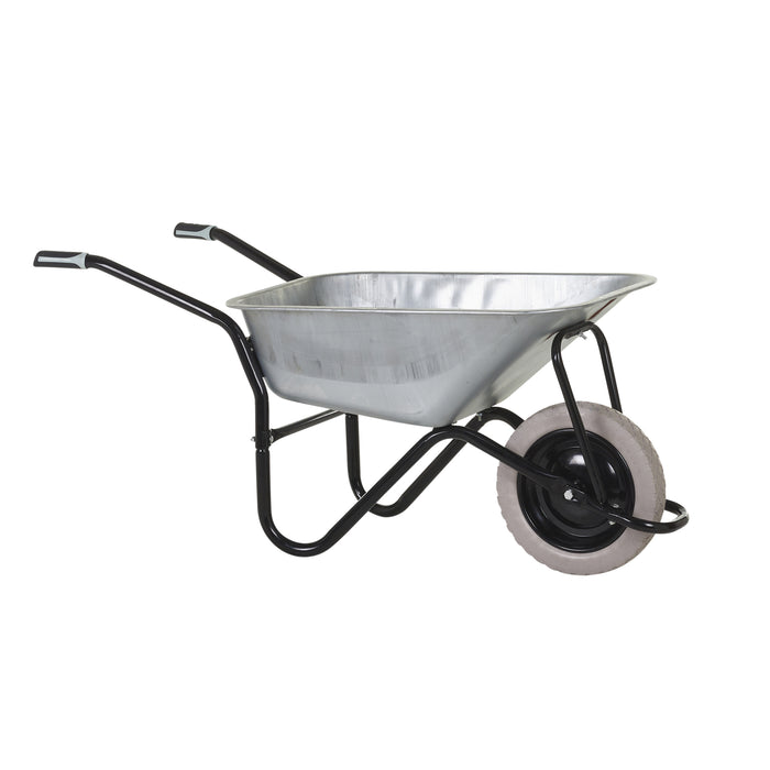 GPC® Olympus® Wheelbarrow - Black Frame, Black Pan, Pneumatic Wheel With Green Centre
