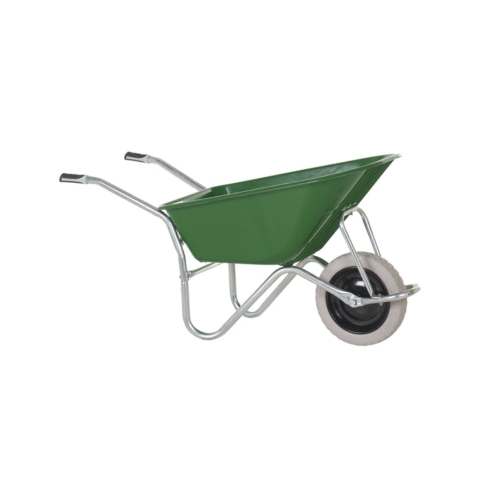 GPC® Olympus® Wheelbarrow - Black Frame, Black Pan, Pneumatic Wheel With Green Centre