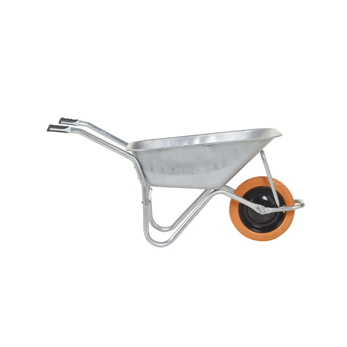 GPC® Olympus® Wheelbarrow - Black Frame, Black Pan, Pneumatic Wheel With Green Centre