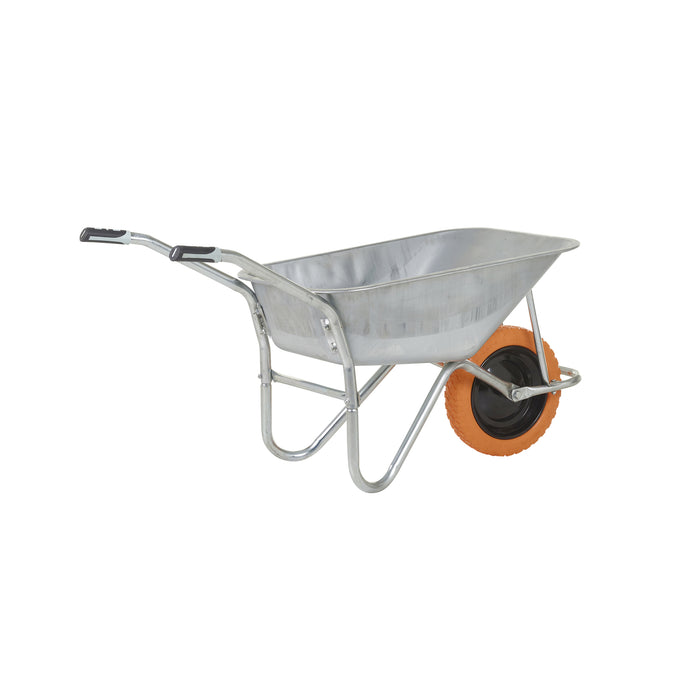GPC® Olympus® Wheelbarrow - Black Frame, Black Pan, Pneumatic Wheel With Green Centre