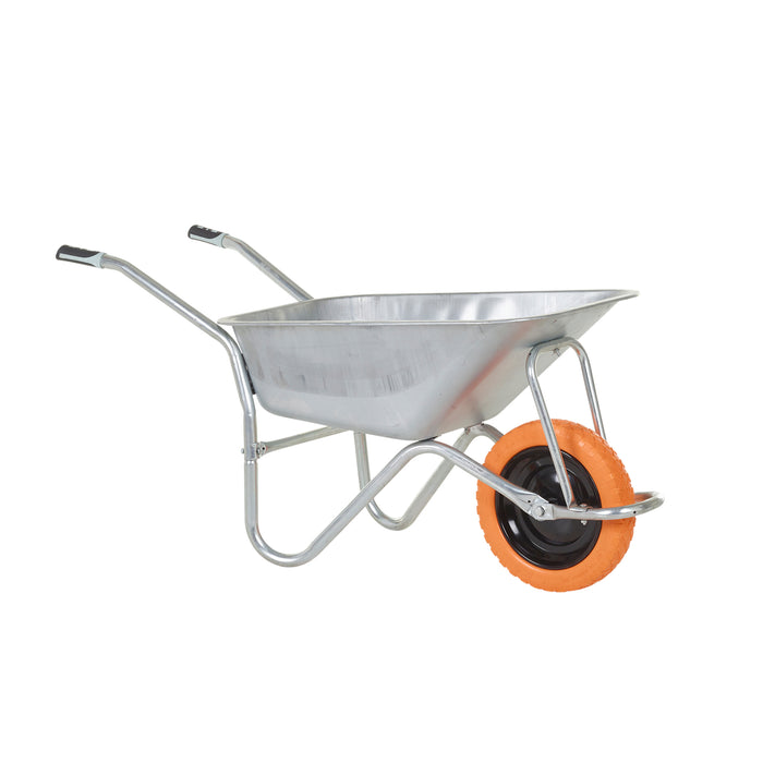 GPC® Olympus® Wheelbarrow - Black Frame, Black Pan, Pneumatic Wheel With Green Centre
