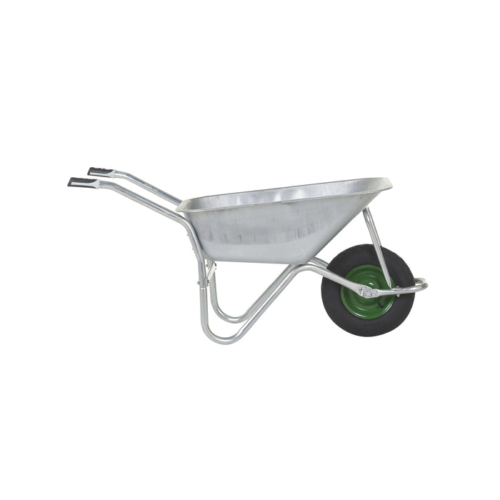GPC® Olympus® Wheelbarrow - Black Frame, Black Pan, Pneumatic Wheel With Green Centre