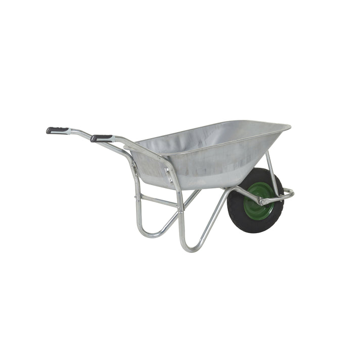 GPC® Olympus® Wheelbarrow - Black Frame, Black Pan, Pneumatic Wheel With Green Centre