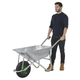 GPC Olympus Wheelbarrow - Black Frame, Black Pan, Pneumatic Wheel With Green Centre