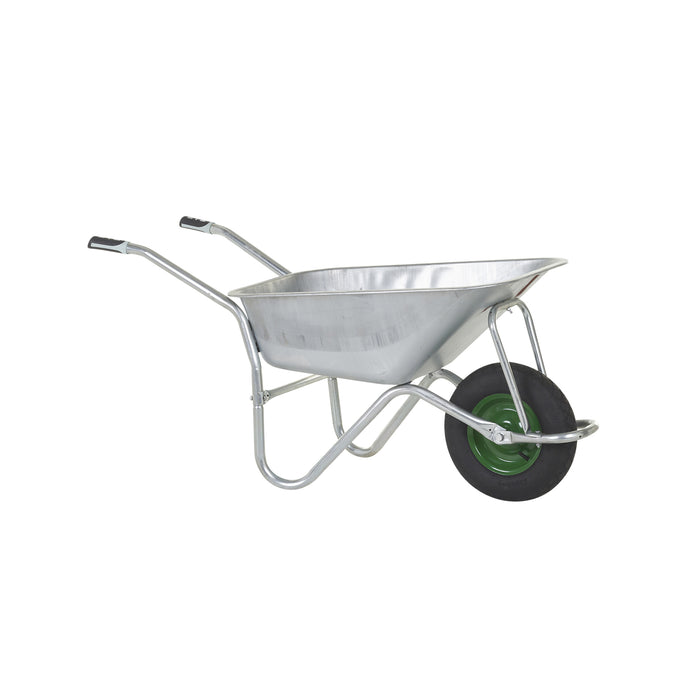 GPC® Olympus® Wheelbarrow - Black Frame, Black Pan, Pneumatic Wheel With Green Centre